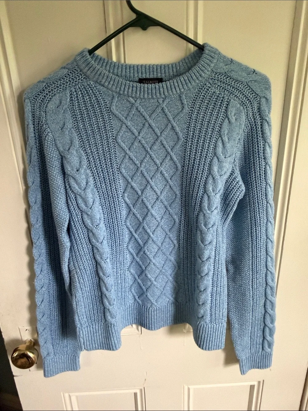 Talbots Light Blue Cable Knit Crewneck Sweater